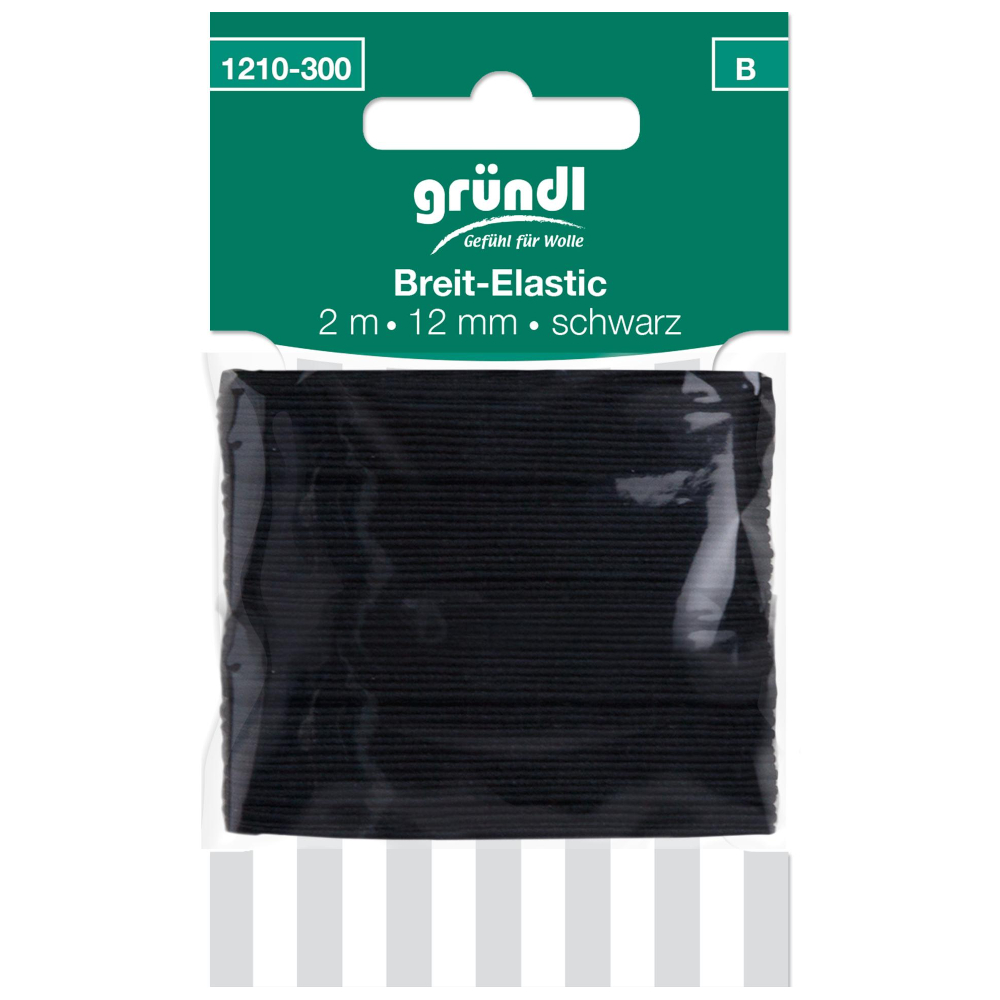 GRÜNDL | Standard Elastik mit 12mm Breite und 2m Länge in Schwarz (1210-300)