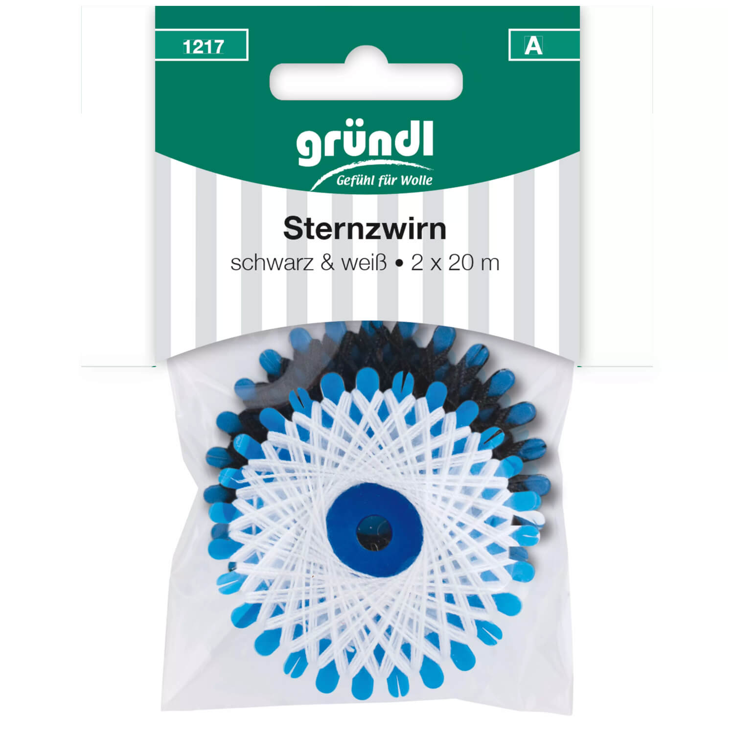 GRÜNDL | 2x 20m Sternzwirn schwarz & weiß (1217)