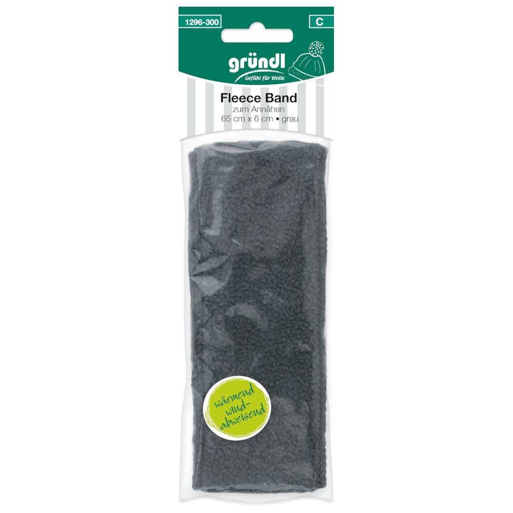 GRÜNDL | Fleece Band zum annähen 65x6cm in Anthrazit