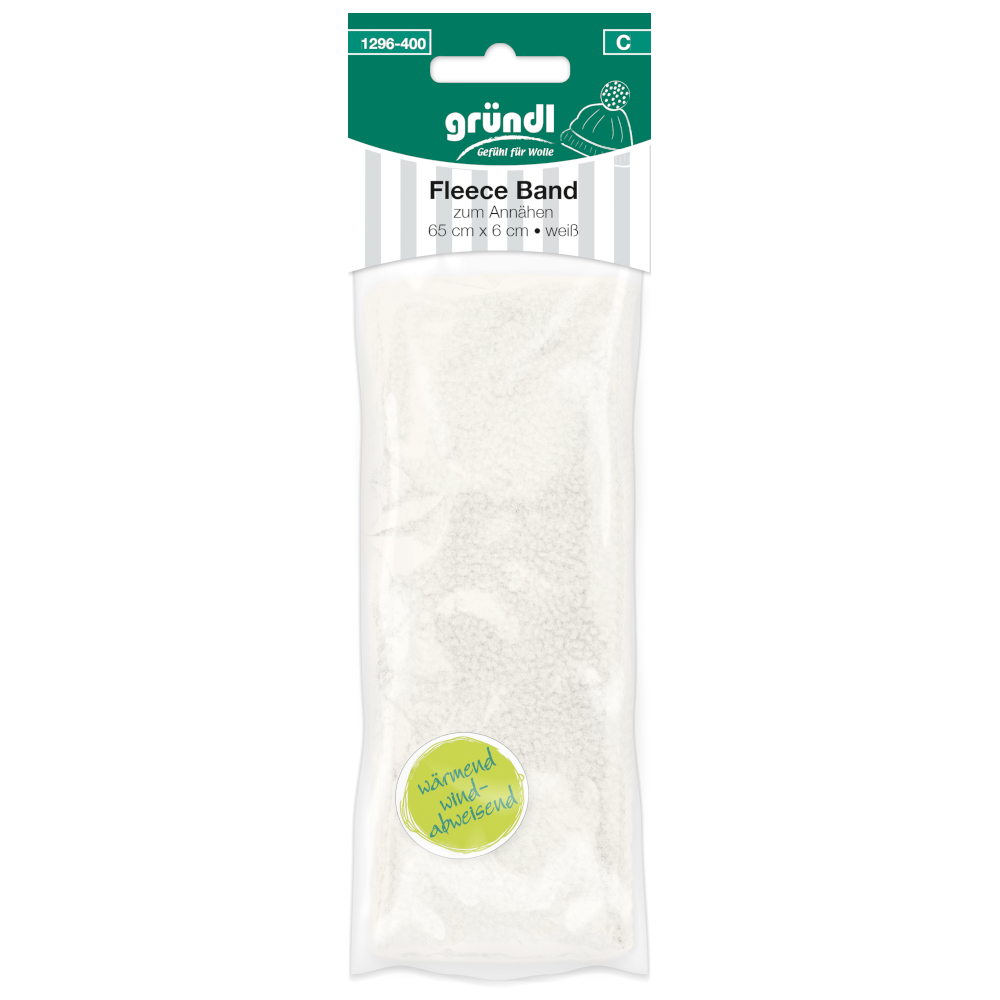 GRÜNDL | Fleece Band zum annähen 65x6cm in Weiß