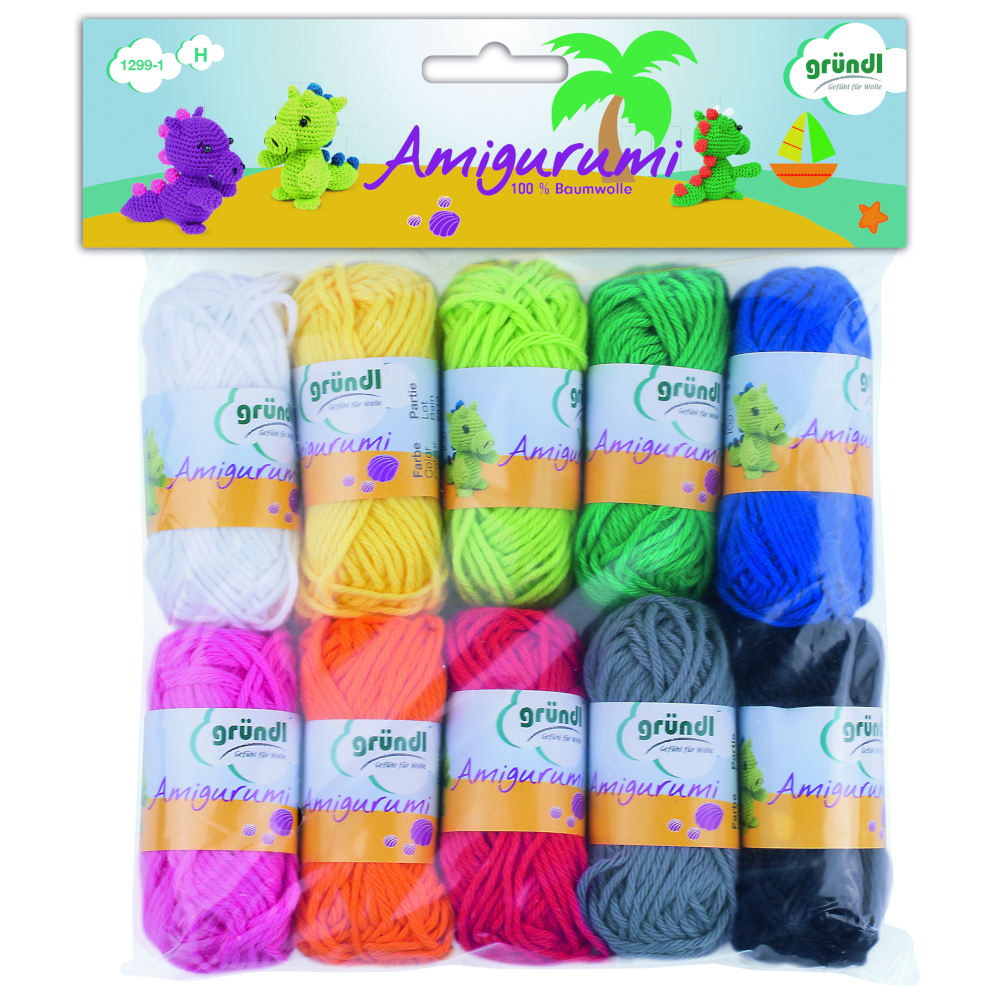 GR | 10 Amigurumi Wollknäuel in verschiedenen Farben  (1299-1)