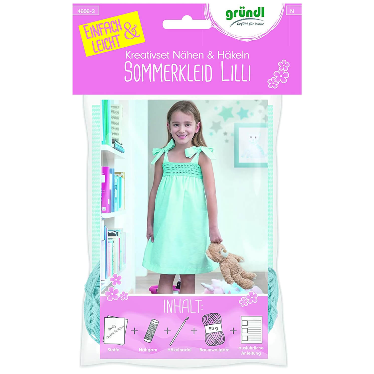 GRÜNDL | Kreativset - Sommerkleid Lilli - türkisblau pastell (4606-3)