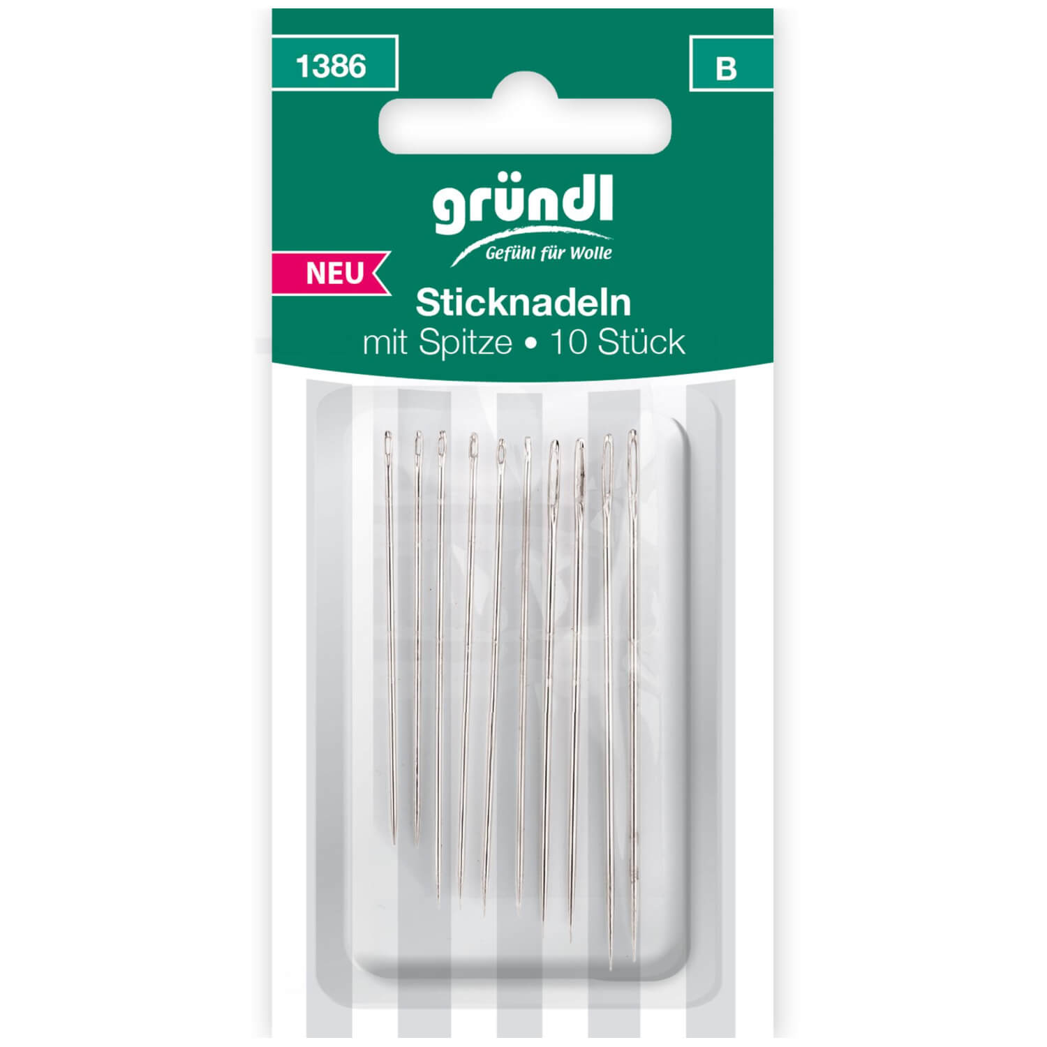 GRÜNDL | 10 Sticknadeln mit Spitze (1386)