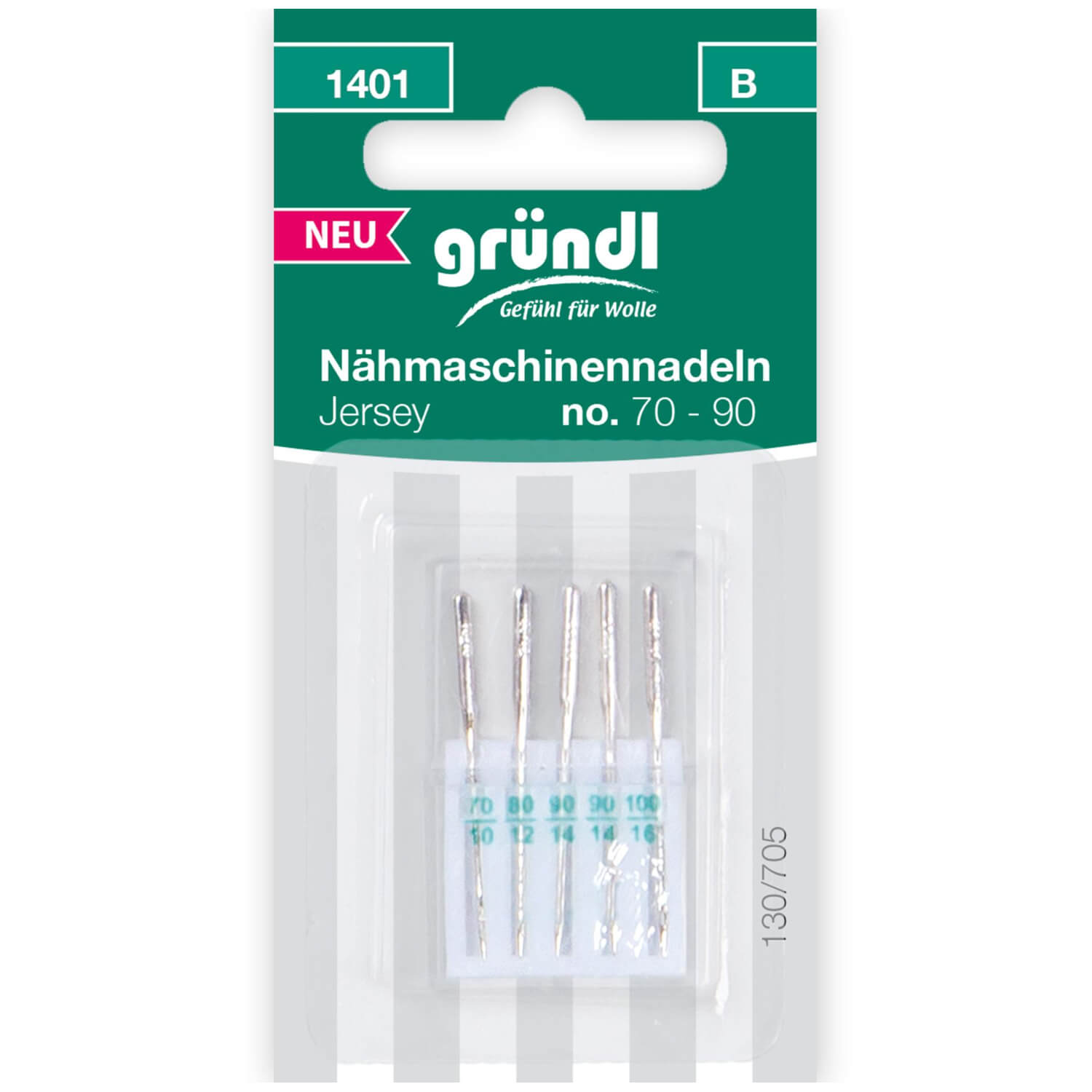 GRÜNDL | 5 Jersey Nähmaschinennadeln Nm 70-90 (1401)