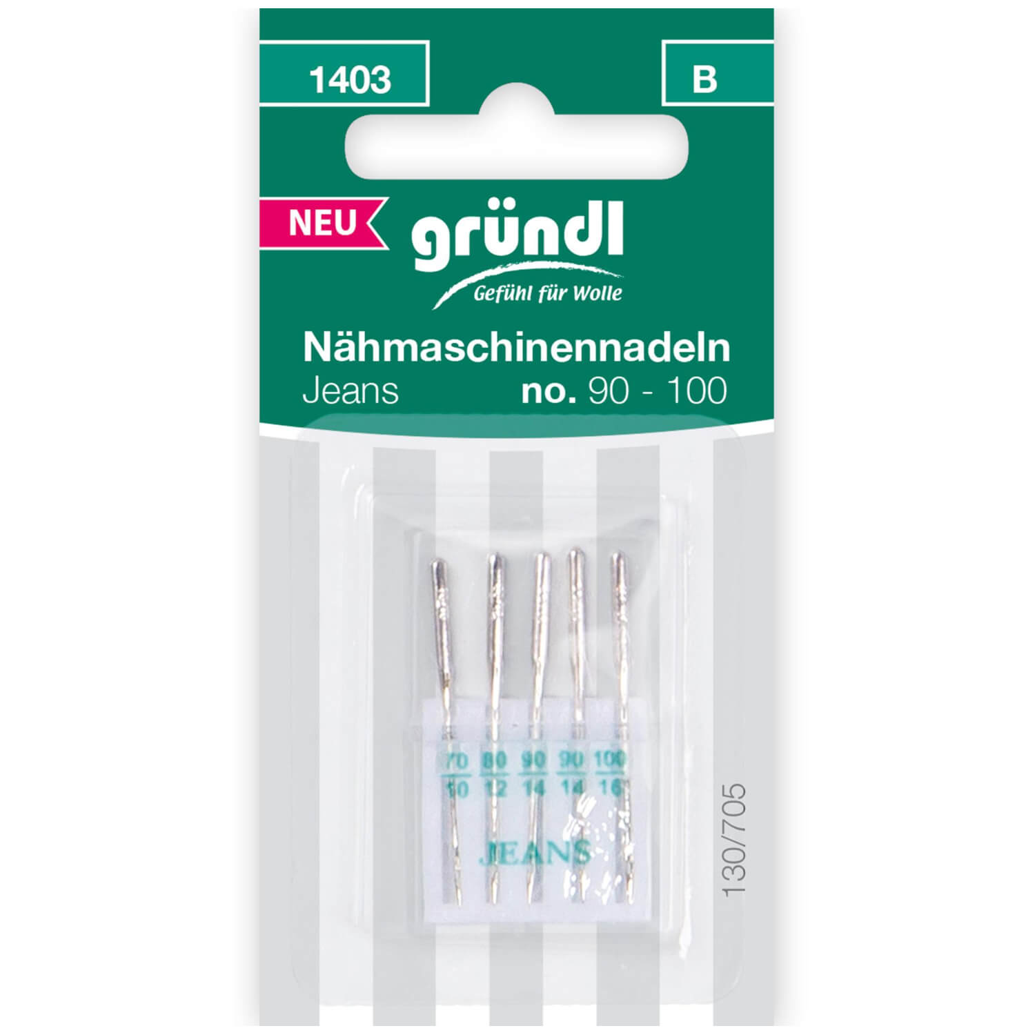 GRÜNDL | 5 Jeans Nähmaschinennadeln Nm 90-100 (1403)