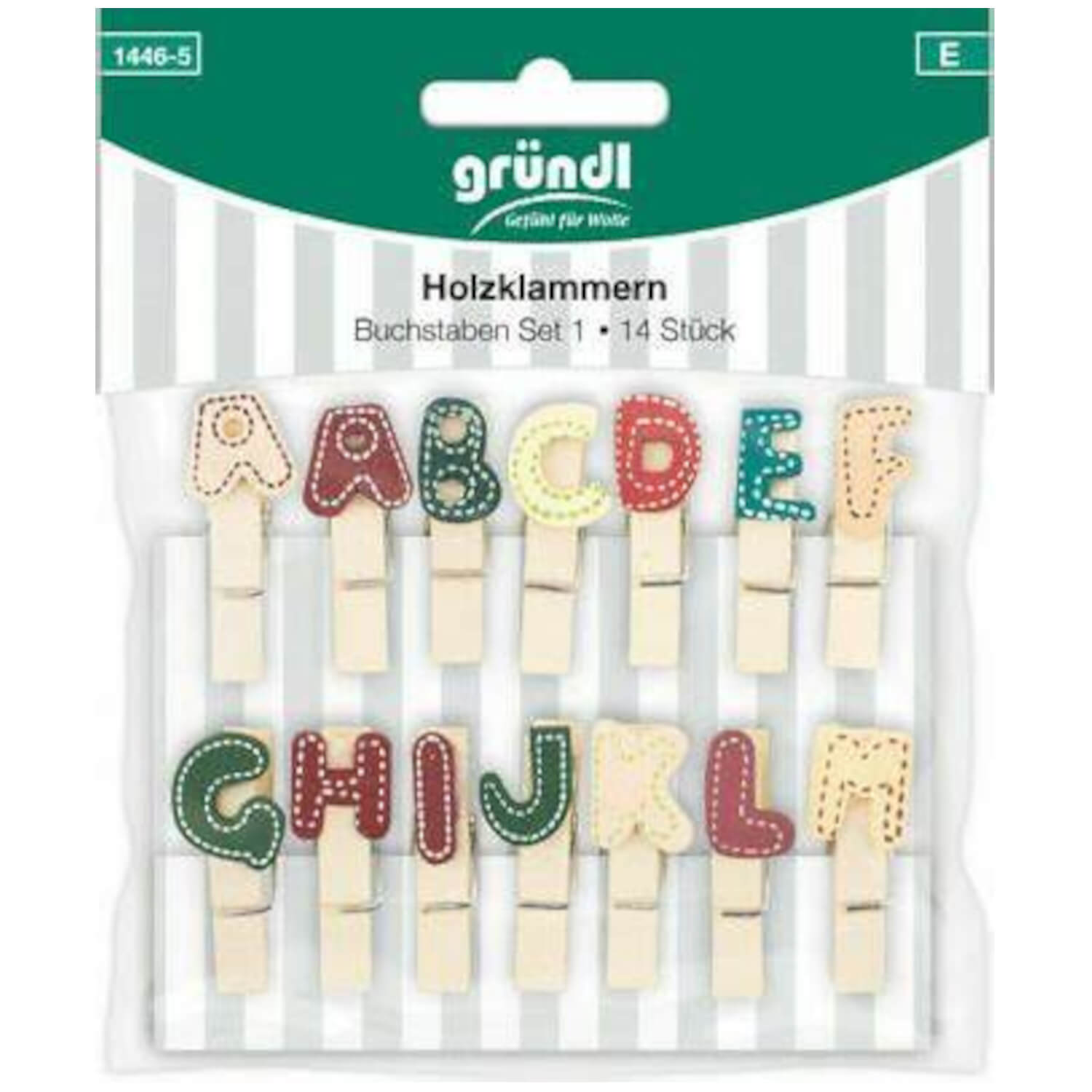 Gründl | 14 Holzklammern Buchstaben-Set 1 (1446-5)