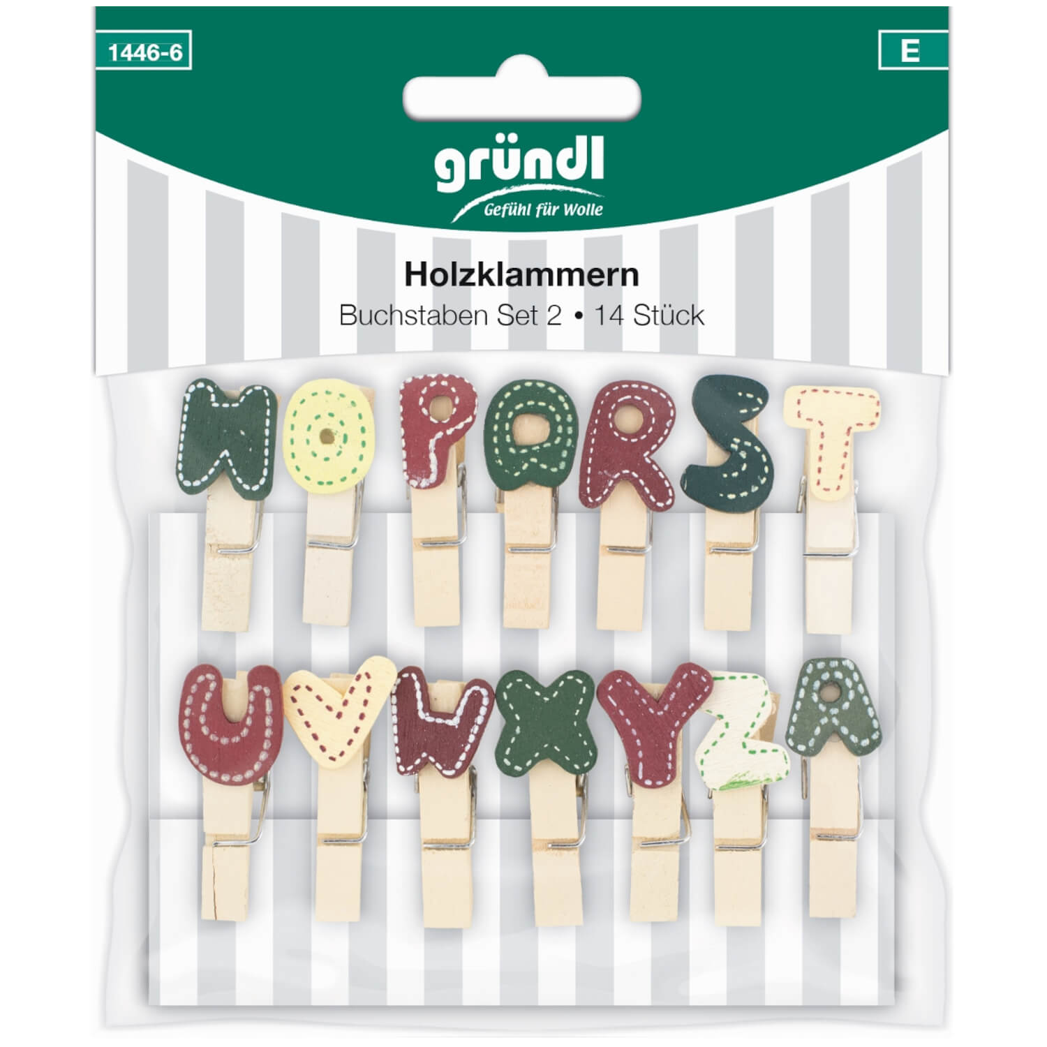 Gründl | 14 Holzklammern Buchstaben-Set 2 (1446-6)