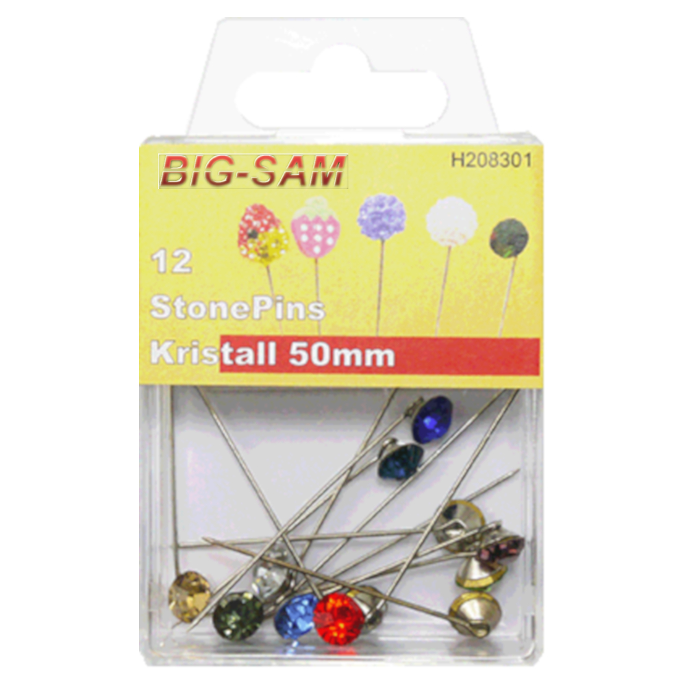 12 StonePins Kristall - 0,8mm x 50mm