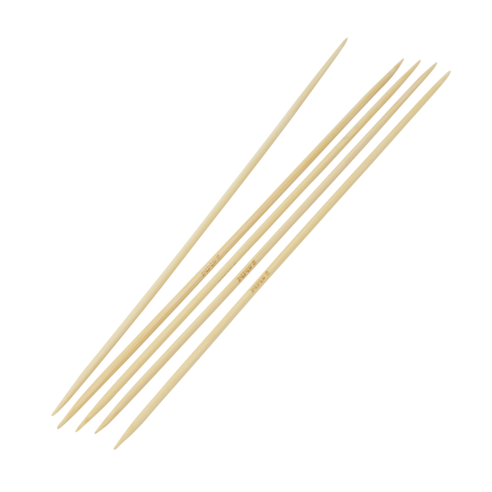5 Strumpfstricknadeln aus Bambus 20cm lang mit Nadelstärke 2,50mm