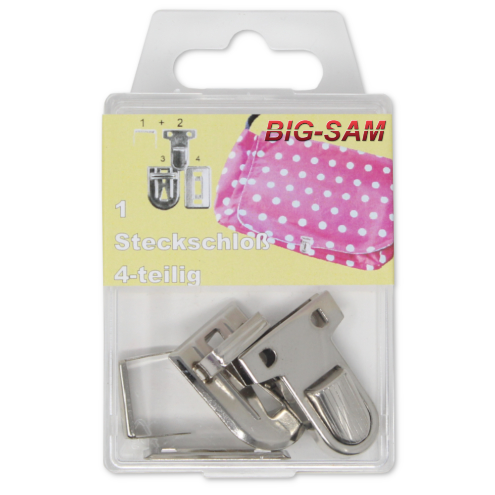 Steckschloss 4-teilig - 25x33 mm - in Silberfarben