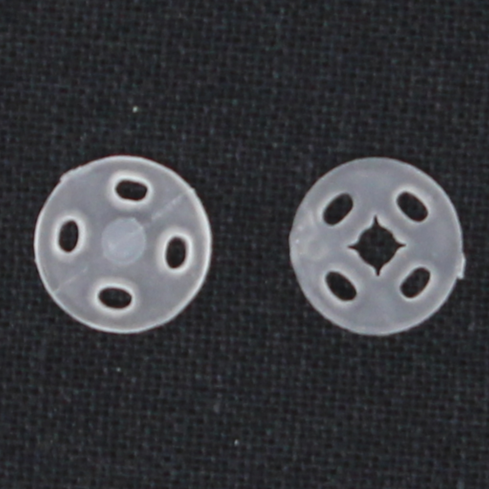 12 Druckknöpfe 13mm aus Kunststoff in Weiß-Transparent