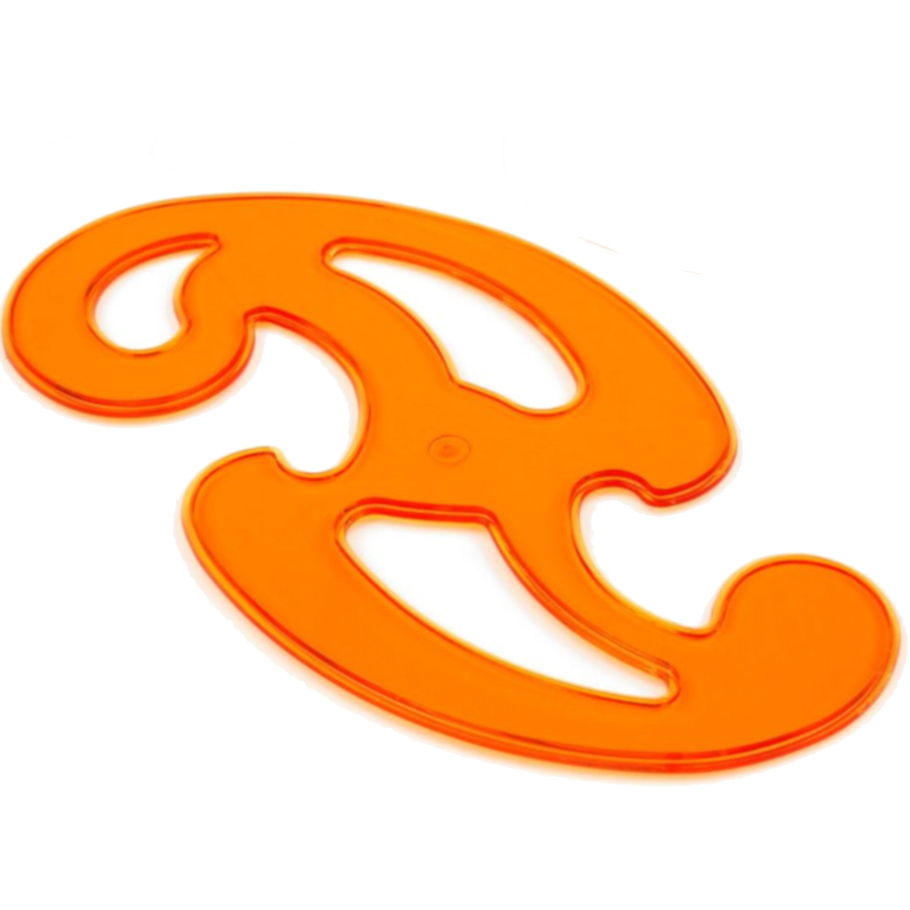 3er Set Burmester Kurvenschablonen aus Kunststoff  Orange-Transparent