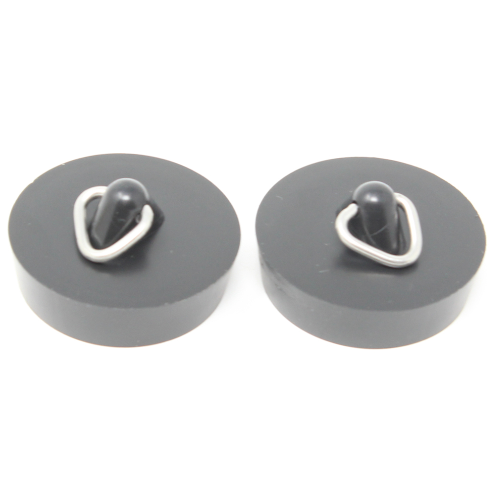 2er Set Abflussstöpsel 50,5 mm - 10° in Schwarz mit Haken