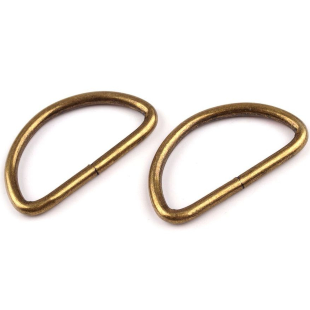 10 D-Ringe für Gurtbänder bis 32mm Breite in Altmessing