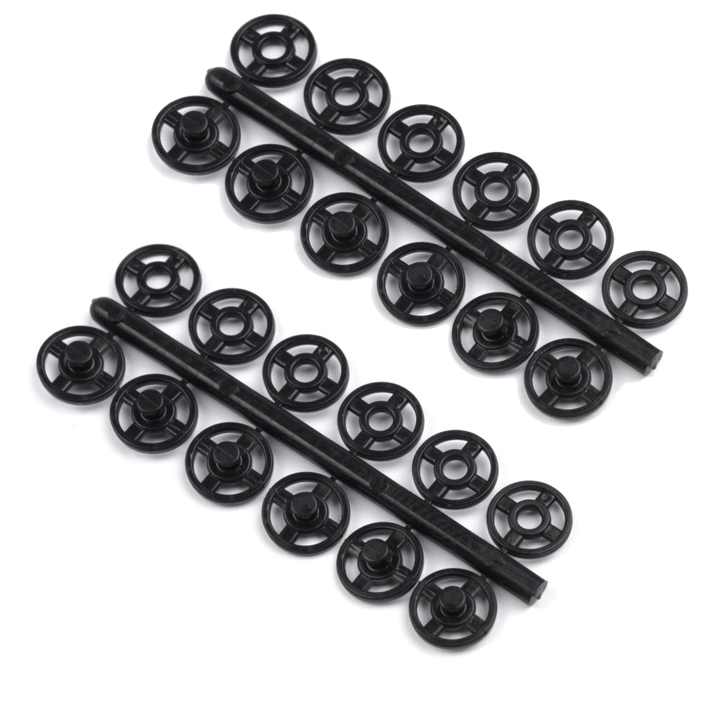 36 Druckknöpfe 7 mm aus Kunststoff in Schwarz