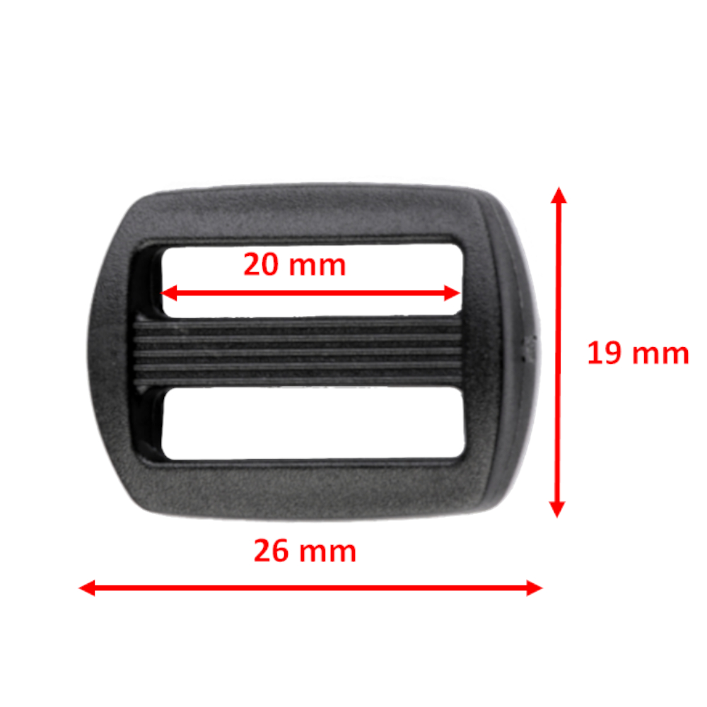 10 Gurtversteller aus Kunststoff 20 mm in Schwarz