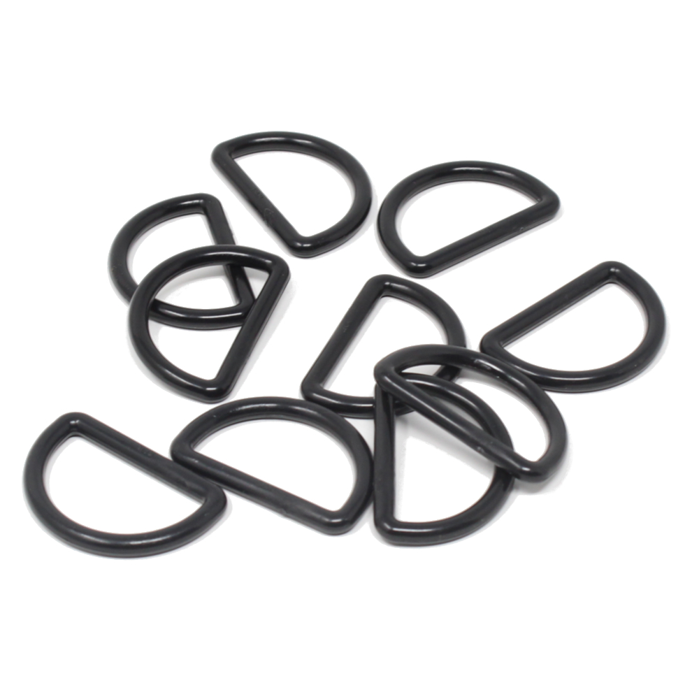 10 D-Ringe aus Kunststoff für Gurtbänder bis 30 mm Breite in Schwarz