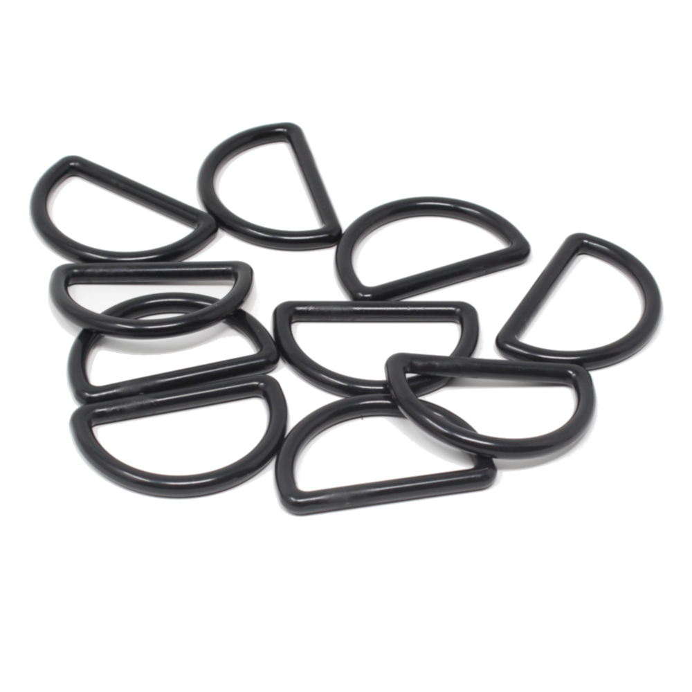 10 D-Ringe aus Kunststoff für Gurtbänder bis 38 mm Breite in Schwarz