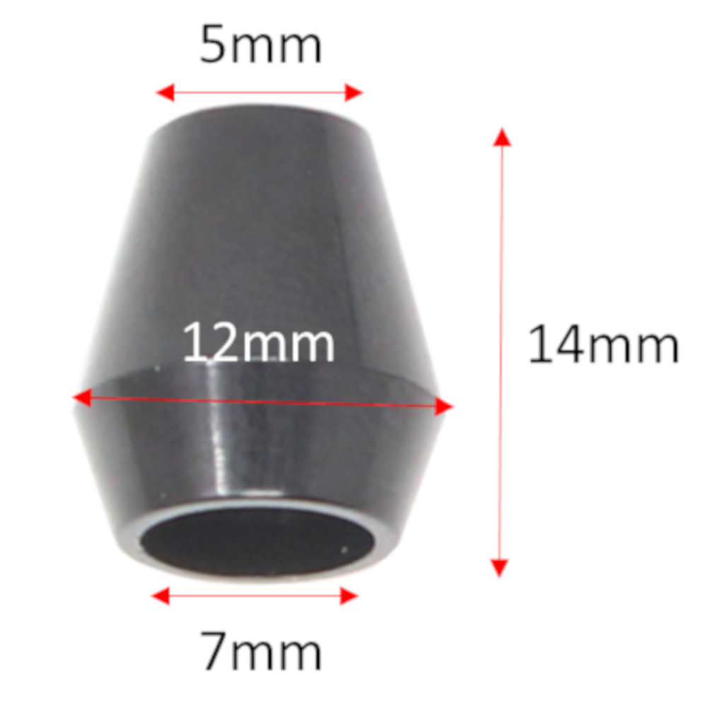 10 Kordelstopper Endstücke aus Kunststoff in Schwarz (konisch)
