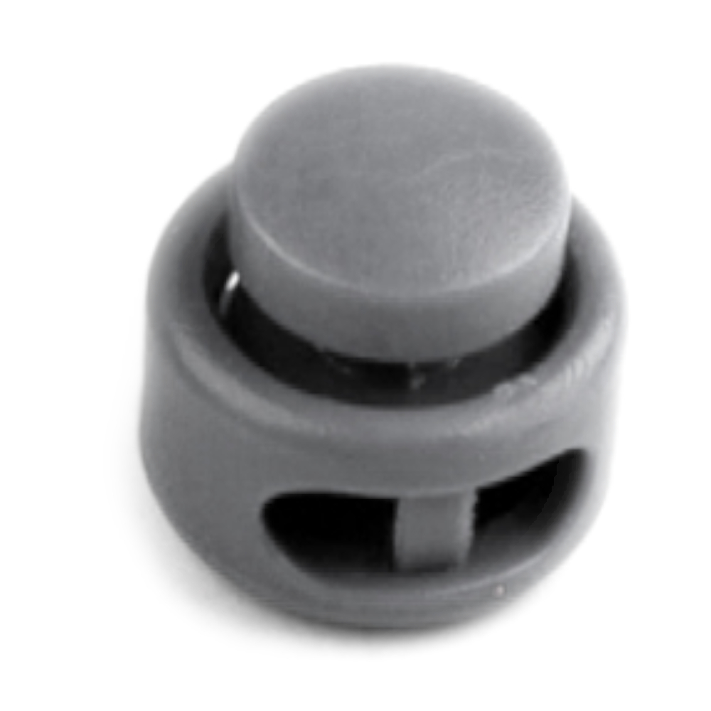 5 Kordelstopper mit 2 Löcher 13 x 15mm - RUND - Grau (4)