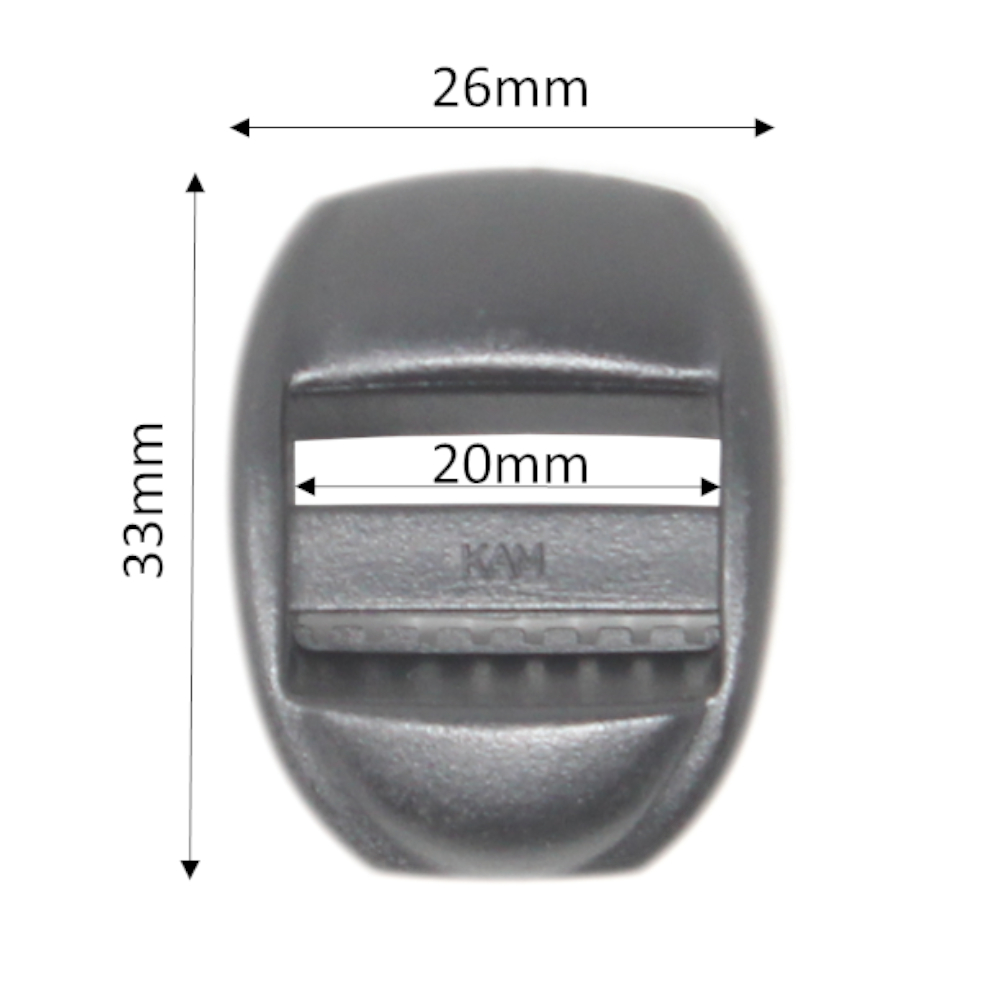 5 Gurtband Schnallen aus Kunststoff 20mm in Schwarz