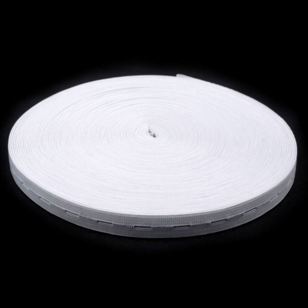 Lochgummiband mit einer Breite von 15 mm in der Farbe Weiß