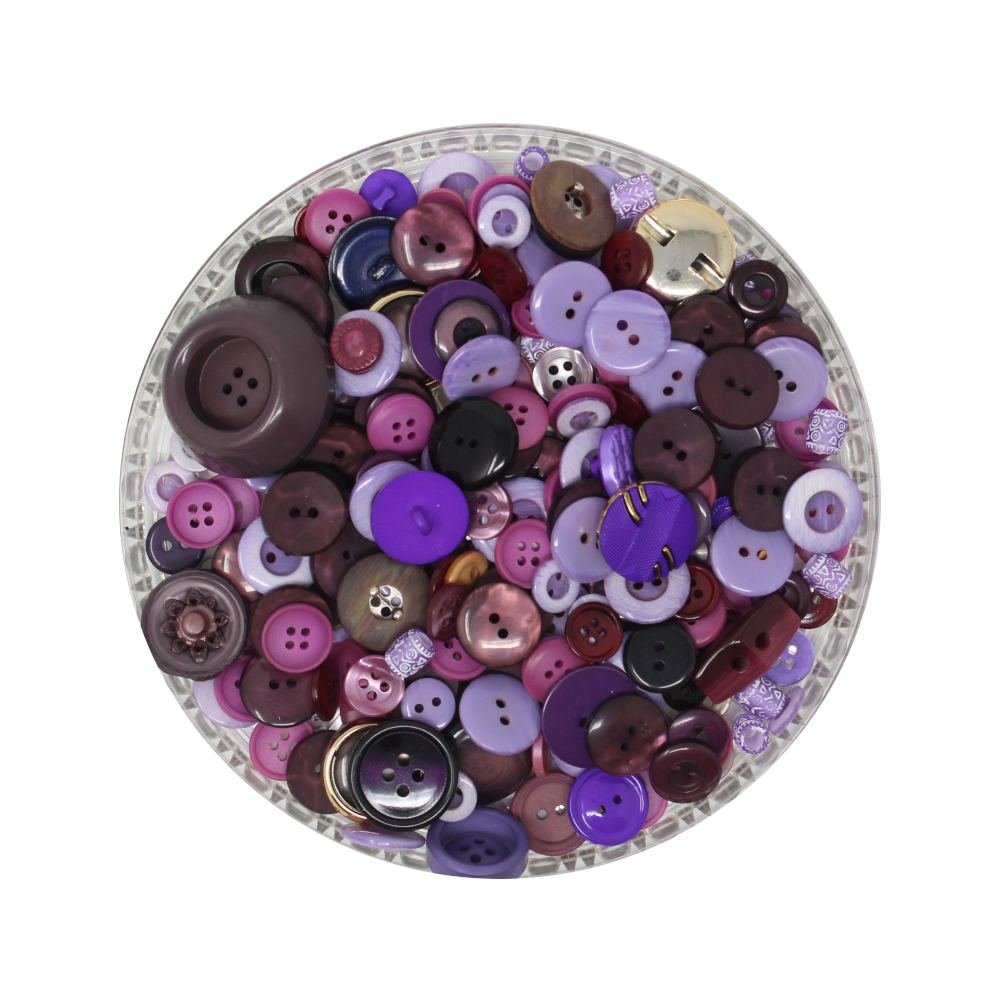 150g Aufnäh-Knopfmischung in lila Farbe