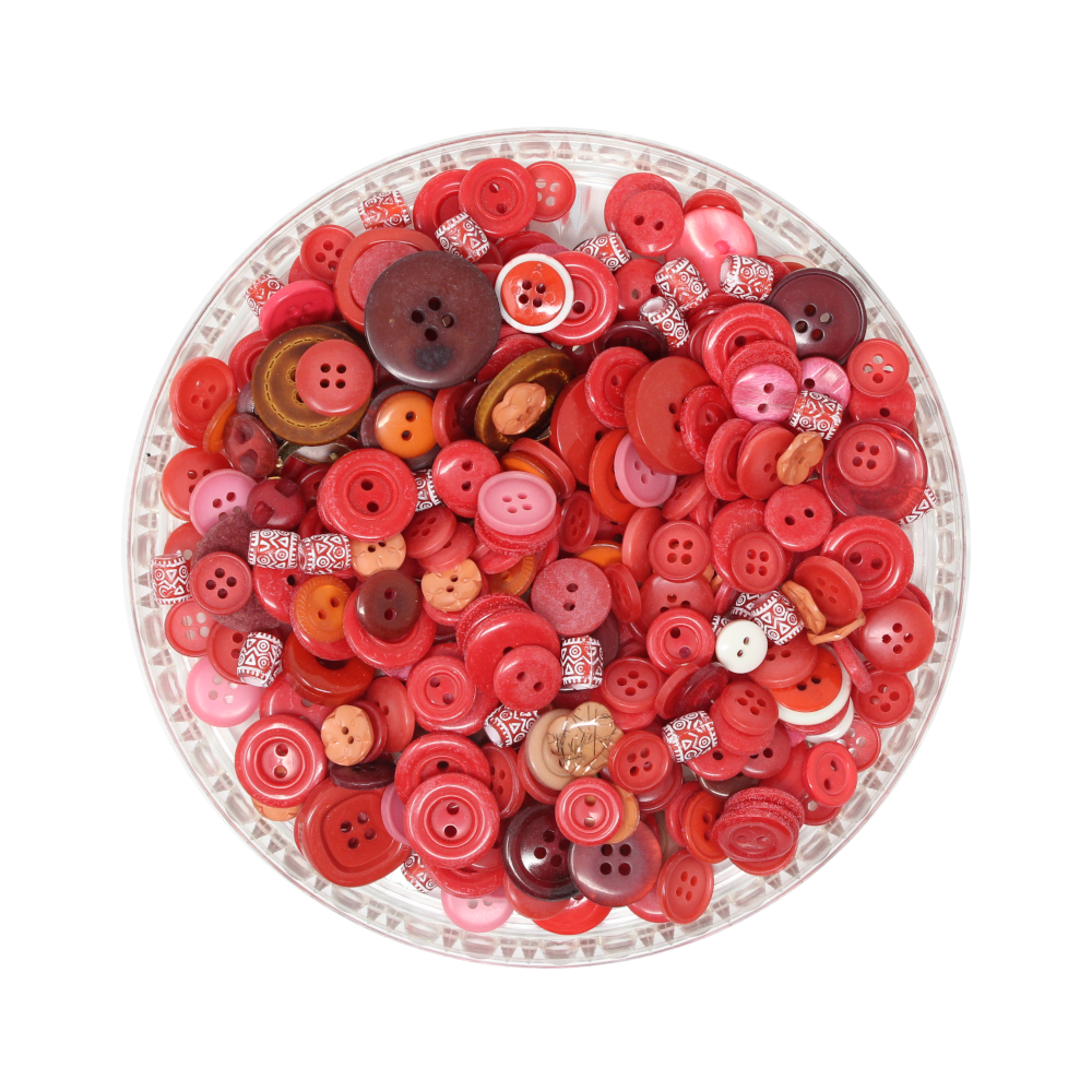150g Aufnäh-Knopfmischung in roter Farbe