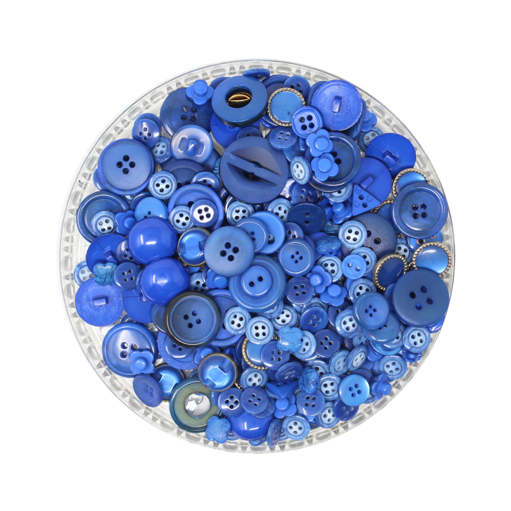 150g Aufnäh-Knopfmischung in blauer Farbe
