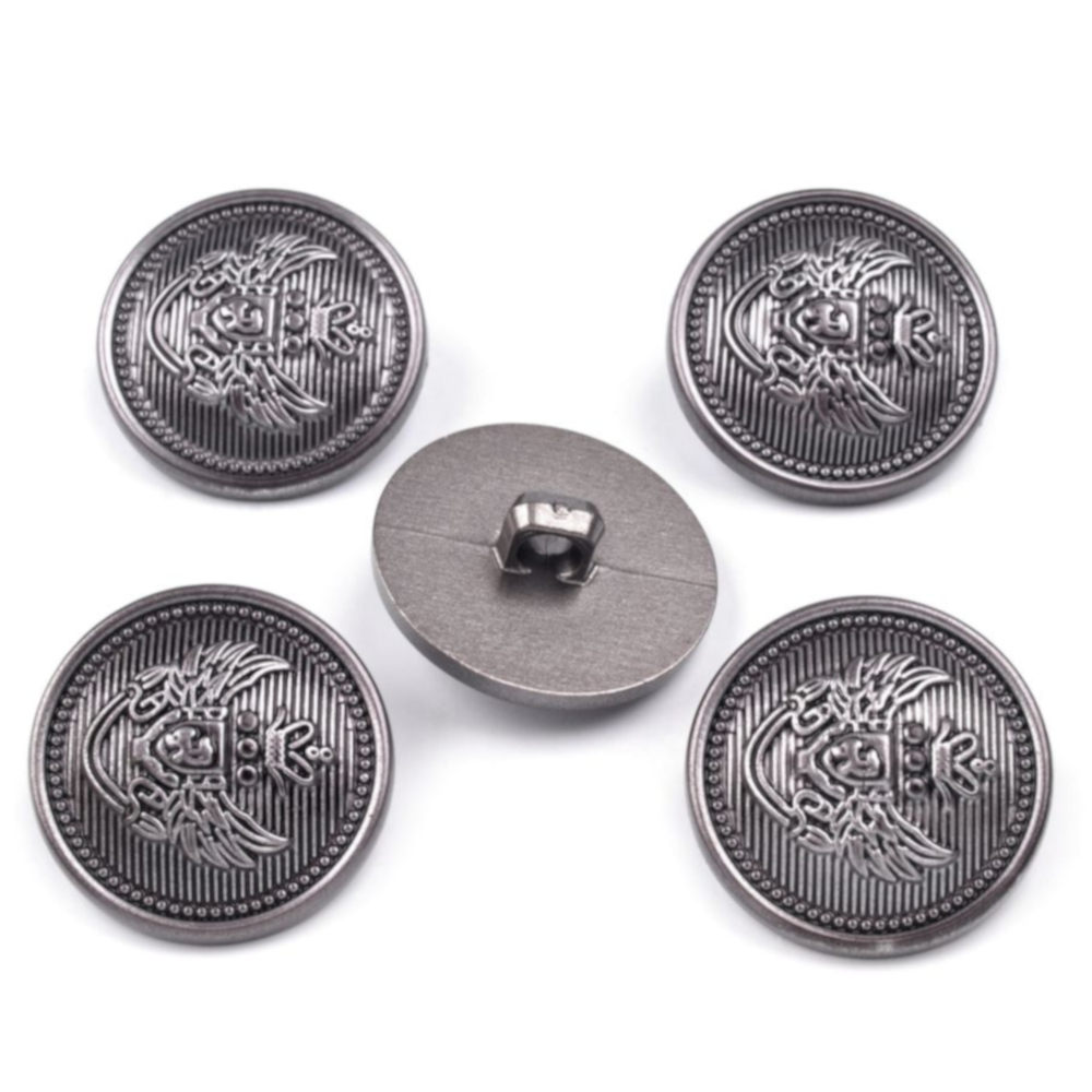 10 Wappen Ösenknöpfe - 10mm - Kunststoff - Grau Hematit