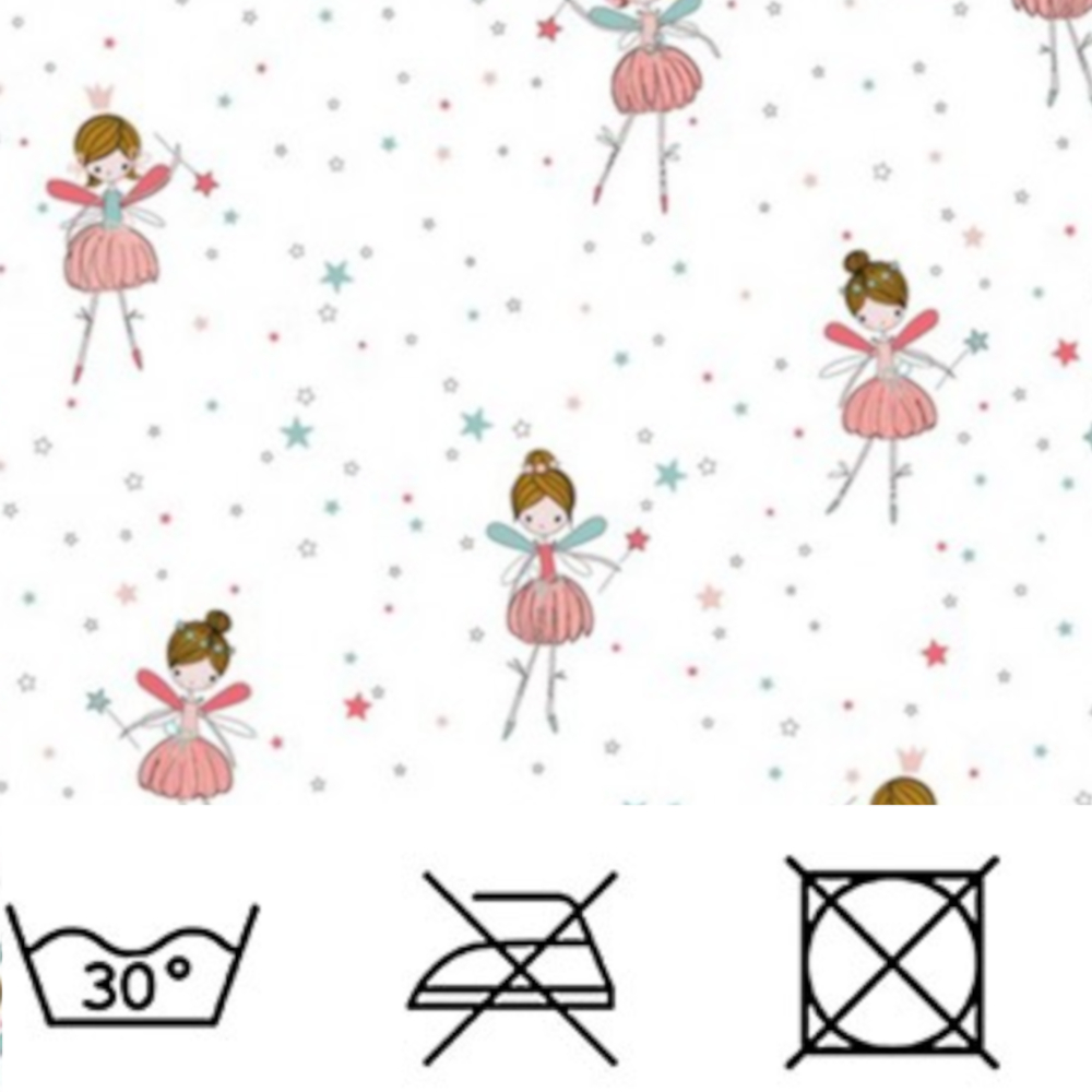 1m | Jersey Stoff 150cm in Weiß mit Dancing Ballerina Muster