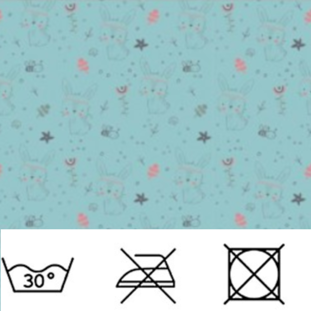 1m | Jersey Stoff 150cm in Mint mit Hasen