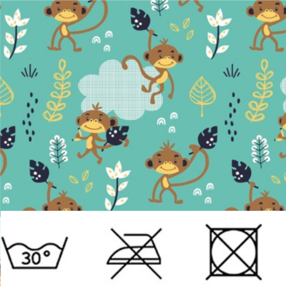 1m | Jersey Stoff 150cm in aqua mit Äffchen