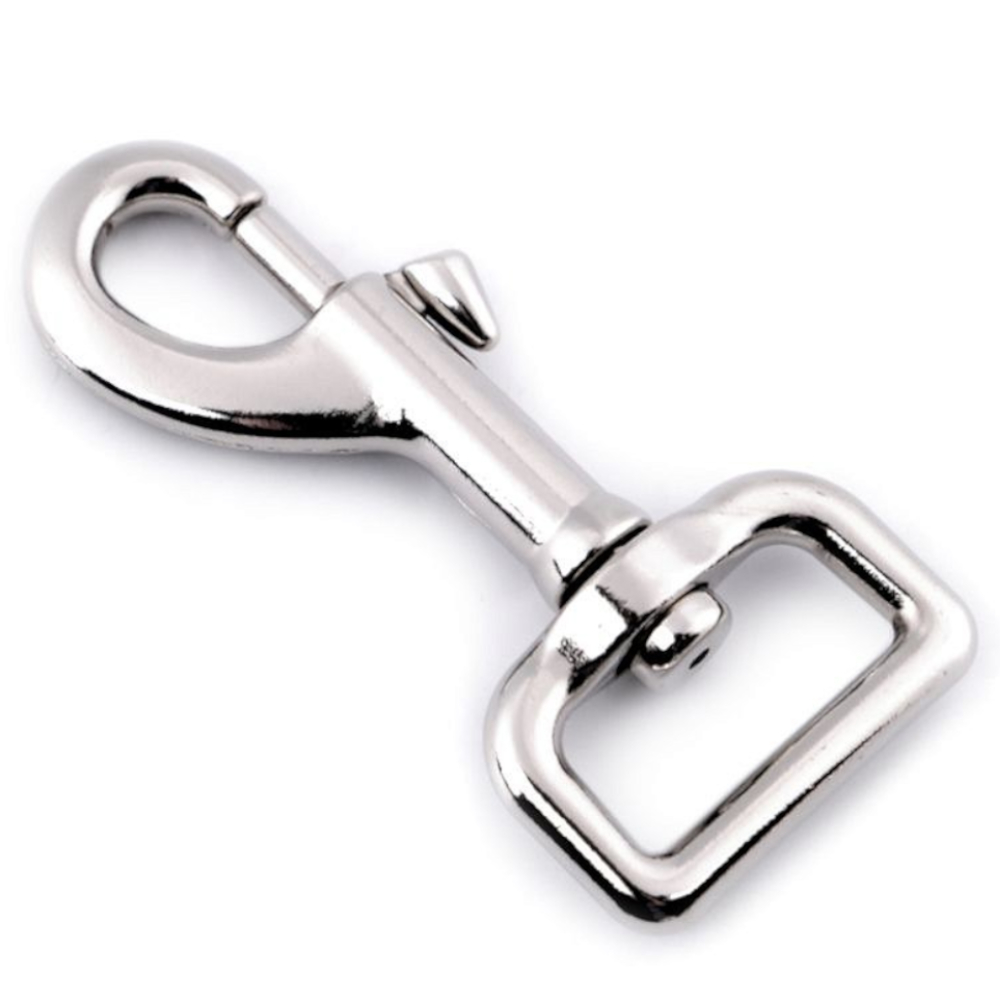 Karabiner drehbar - 36 x 75 mm - 25mm Lochdurchmesser (eckig) - Silberfarben