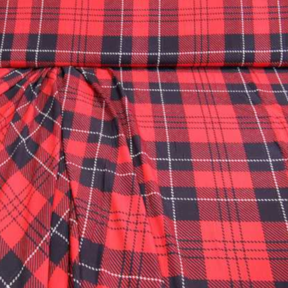 1m | Blusen- und Kleiderstoff - 150cm breit - rot/schwarz/weiss (6177)