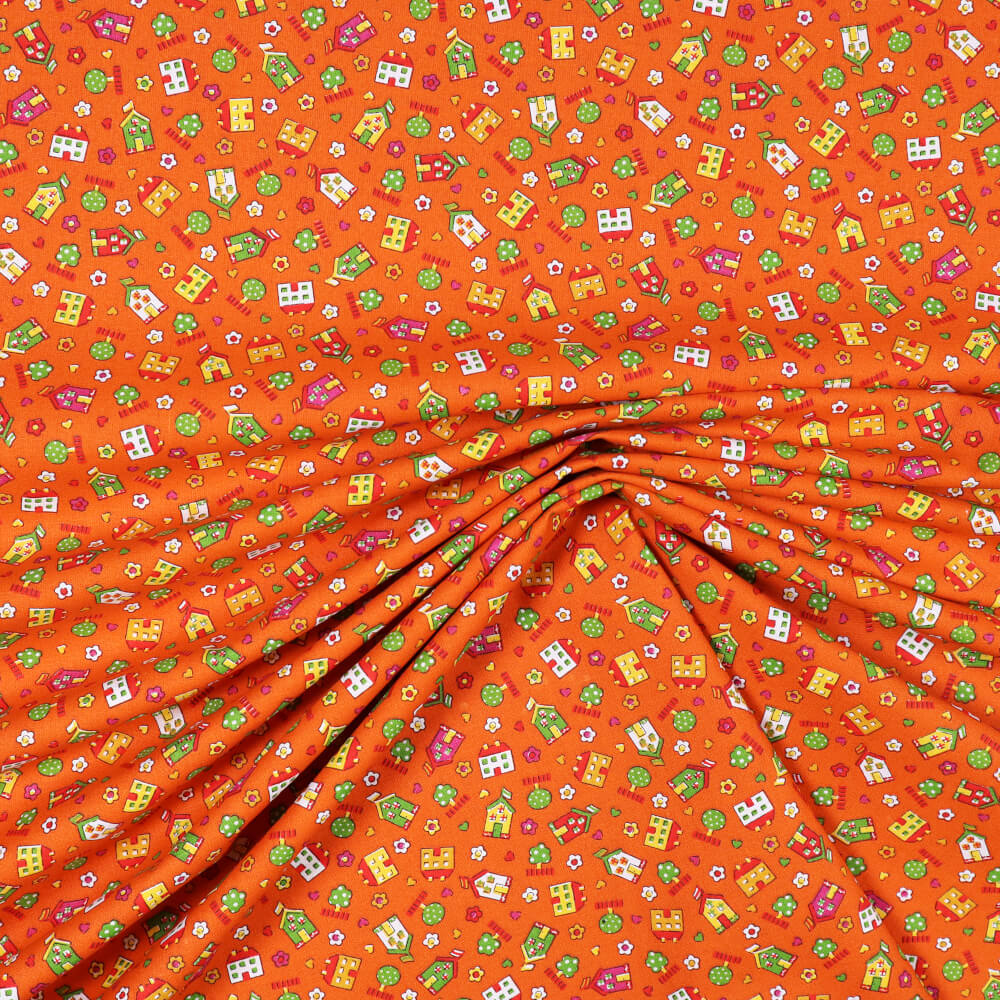 1m | Baumwollstoff mit Kindermotiven - 150cm breit - Orange (10162)