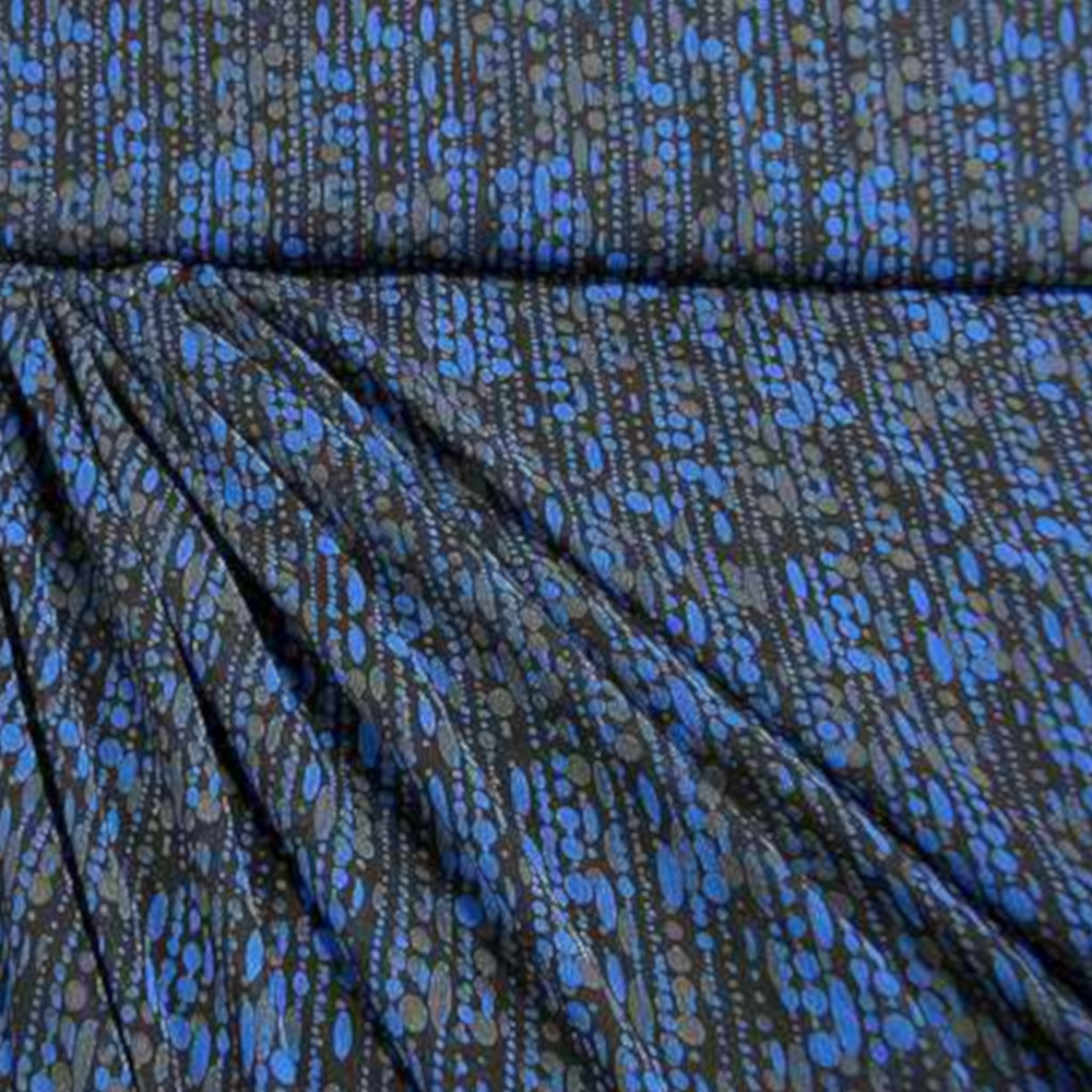 1m | Chiffon "Streifen&Punkte" schwarzblau/grau (5916)