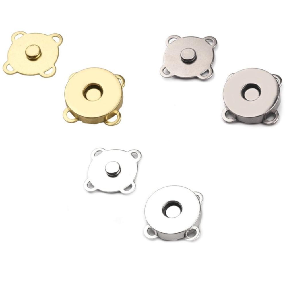 2x | 2tlg. Magnetverschluss  Ø 18mm  zum annähen - in silber-, goldfarben oder nickel-schwarz