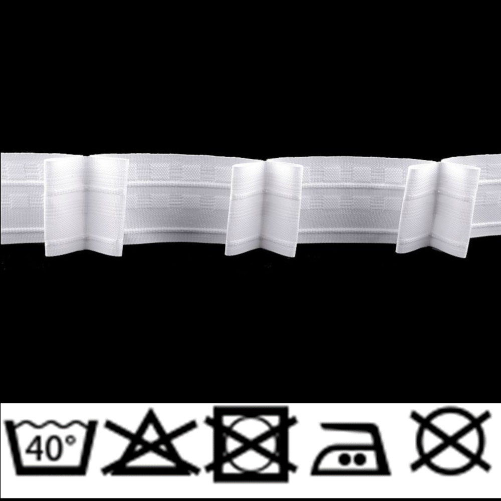 Vorhangband - Gardinenband (2 Falten) 50 mm Breite aus 100% Polyester in Weiß -
