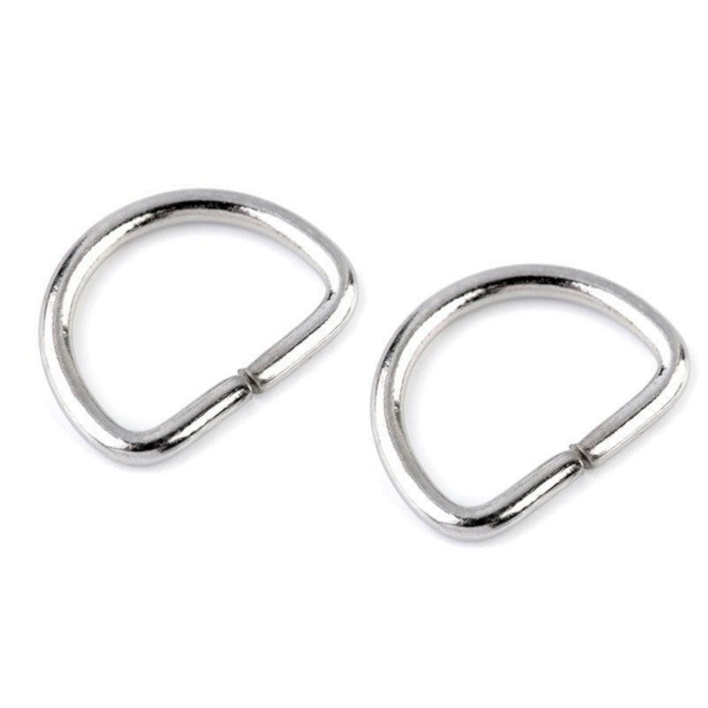 10x D-Halbring Breite 20mm - silberfarben