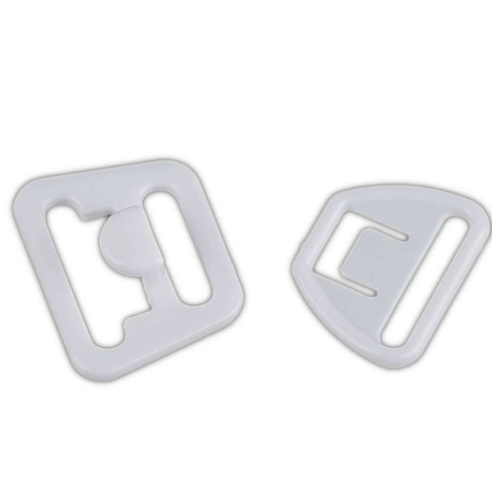 2x Paar Kunststoffverschlüsse für Still-BHs - 14mm Breite - in Weiß