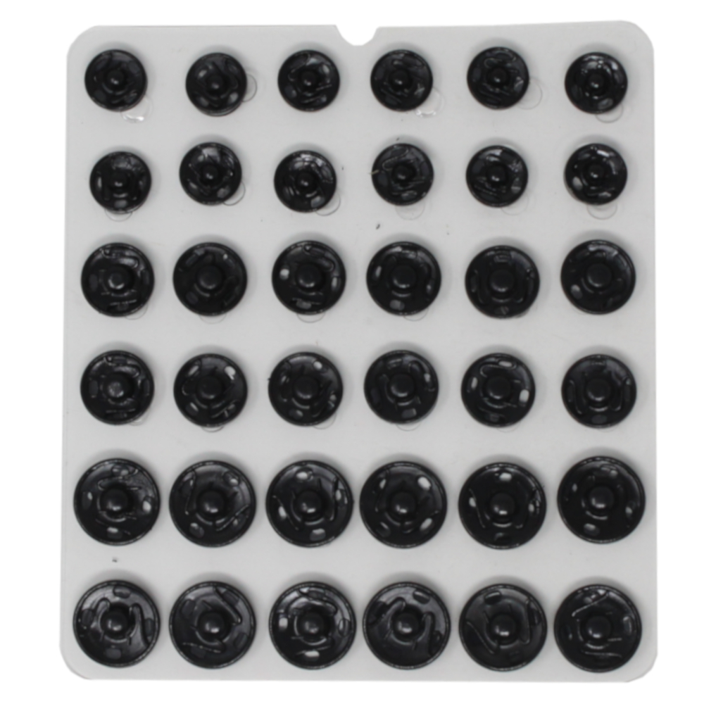 36 Druckknöpfe Set 10, 12 und 14 mm Durchmesser in Schwarz