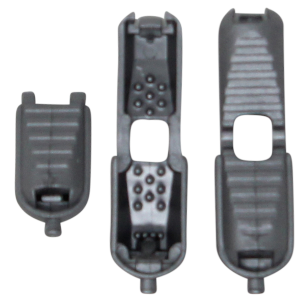 10 Kordelendstücke mit Click-System - 17x8,7 mm in Grau