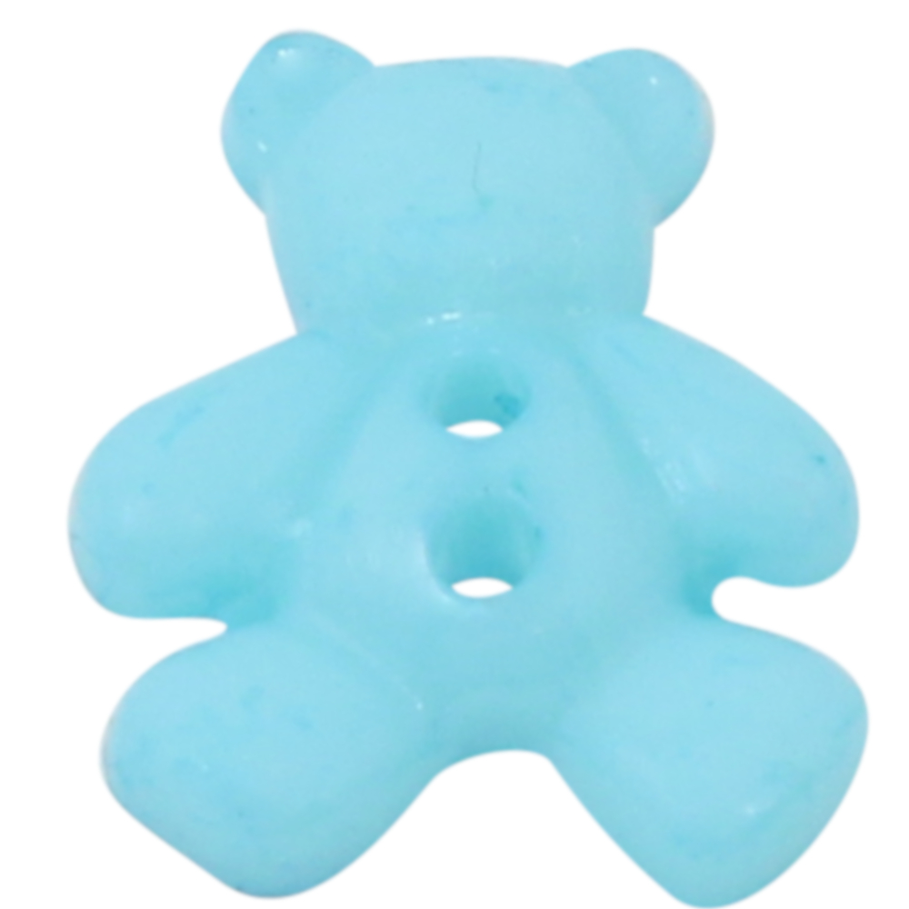 10x 2-loch Kunststoffknöpfe in Teddyform 19,3x16 mm in Babyblau