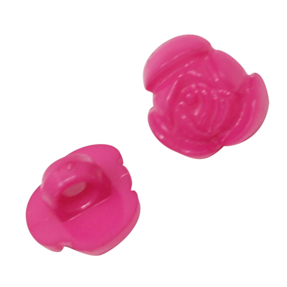 10 Ösenknöpfe aus Kunststoff - 10,8 mm Röschen in Pink