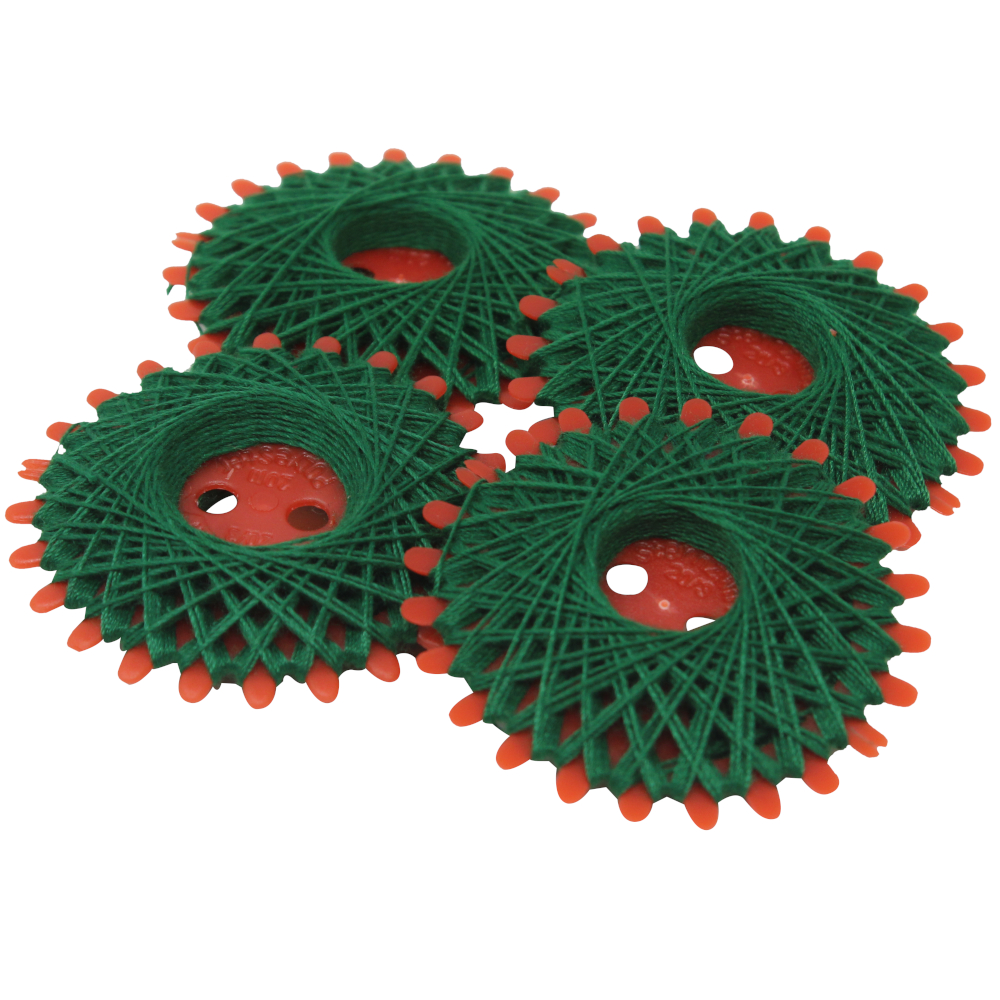 4er Set Sternzwirne, je 20 Meter Lauflänge, aus 100% Polyester in Dunkelgrün