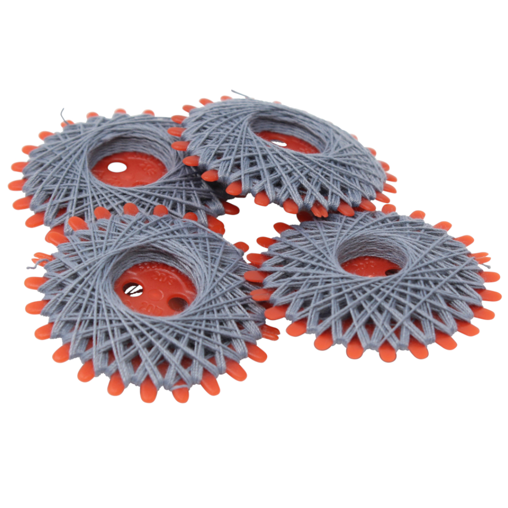 4er Set Sternzwirne, je 20 Meter Lauflänge, aus 100% Polyester in Eisengrau