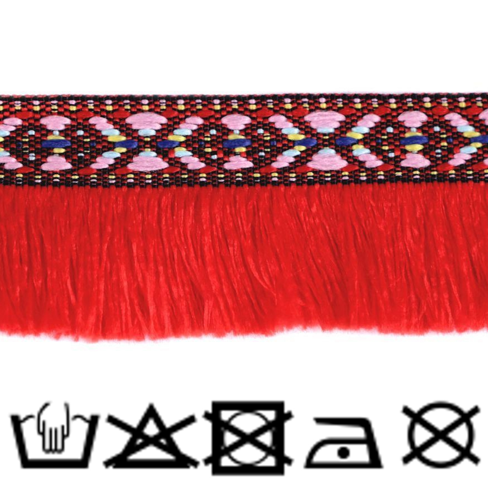 20 mm breite Indianer-Borte mit Fransen, Rot (6)