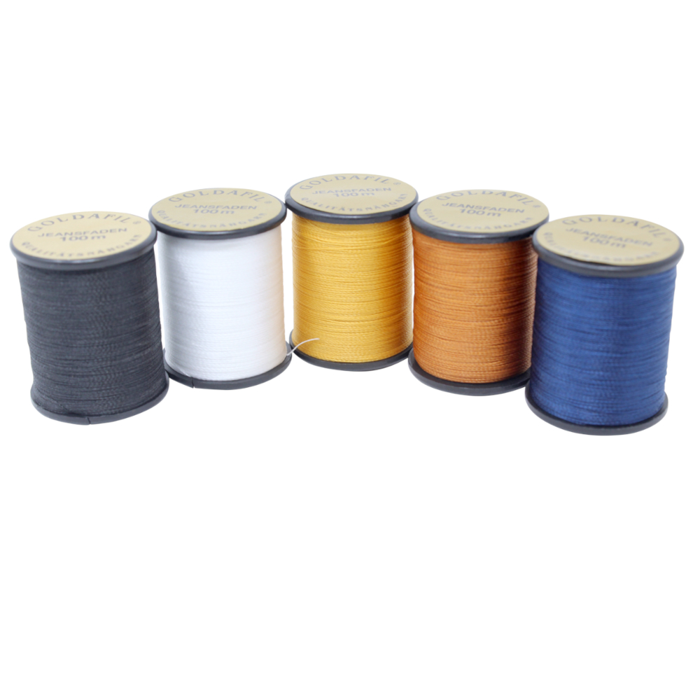 5x 100 Meter Jeansnähgarn - 210D/2 - 100% Nylon Farbe: 5 Farben Set