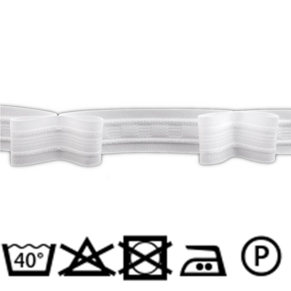 Gardinenband - Breite 25 mm - 100% POLYESTER - Weiß